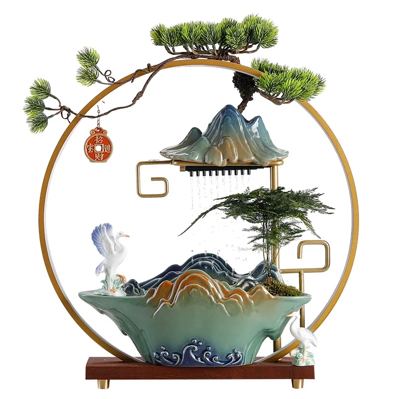 

Декоративный циркуляционный фонтан «Водное счастье» с обратным потоком, креативное освещение для дома, офиса, гостиной, рабочего стола