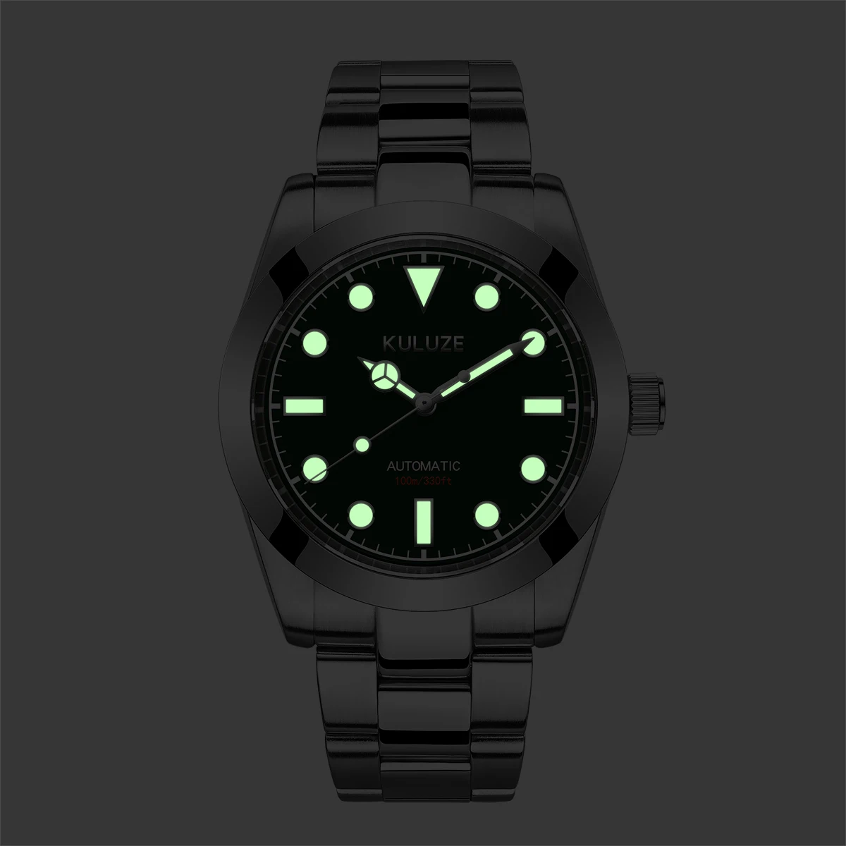 KULUZE Men Luxury Stainless Steel AR Sapphire Watch  Fashion Sport Automatic Mechanical 10Bar Waterproof reloj hombre for Mens