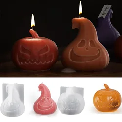 3D Halloween Pumpkin Candle Silicone Mold For Home Halloweenparty Decoration DIY Soap Candle Making Wax Mould Gypsum Ornament