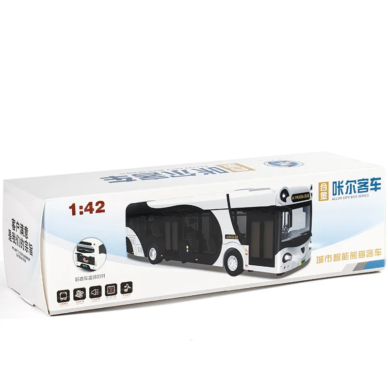 New product 1: 42 alloy panda bus model,simulation bus model decorations,original packaging car toys and gifts,wholesale