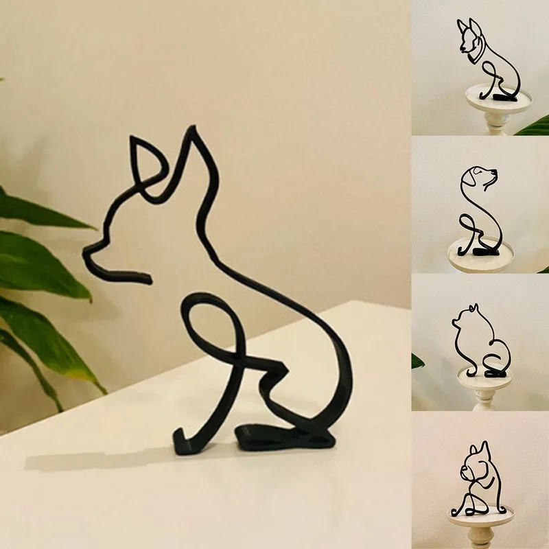 

Dog Metal Minimalist Art Sculpture Personalized Gift Iron Decor Modern Home Decoration Office Accessories Animal Shape Ornament