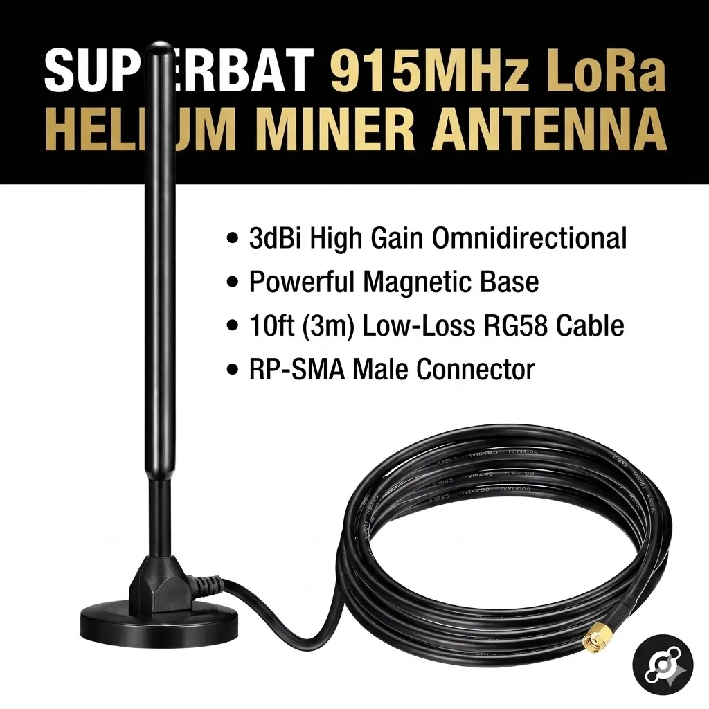 

Всенаправленная Lora-антенна Superbat 915 МГц 3dBi с магнитным основанием для Helium Miner (HNT), совместимая с MNTD, RAK V2, Nebra, Bobcat 300, Sensecap M1, HN