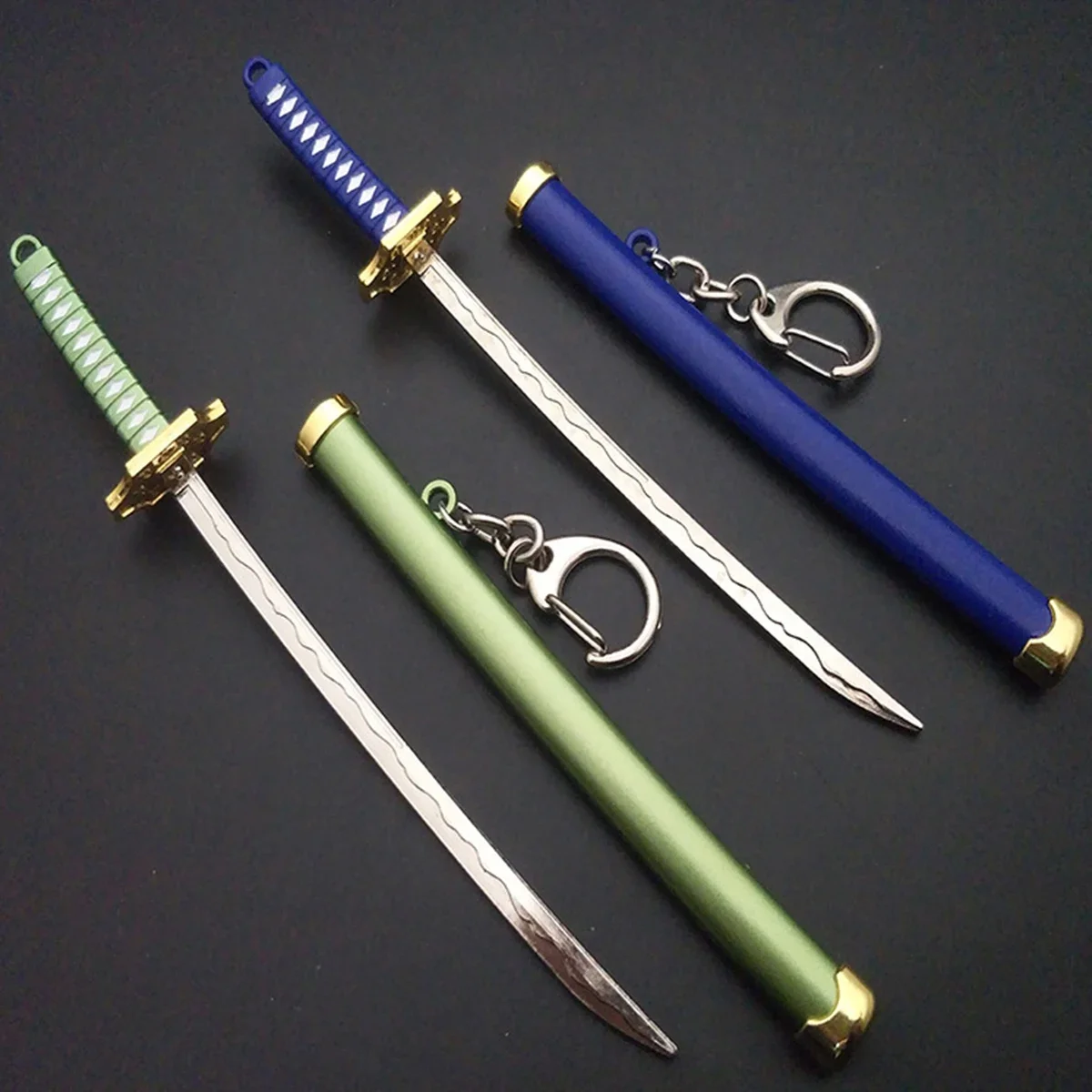 Anime Keychain One Piece Roronoa Zoro Samurai Sword Metal Key Ring Scabbard Keyring Katana Buckle Key Chain Jewelry Gifts