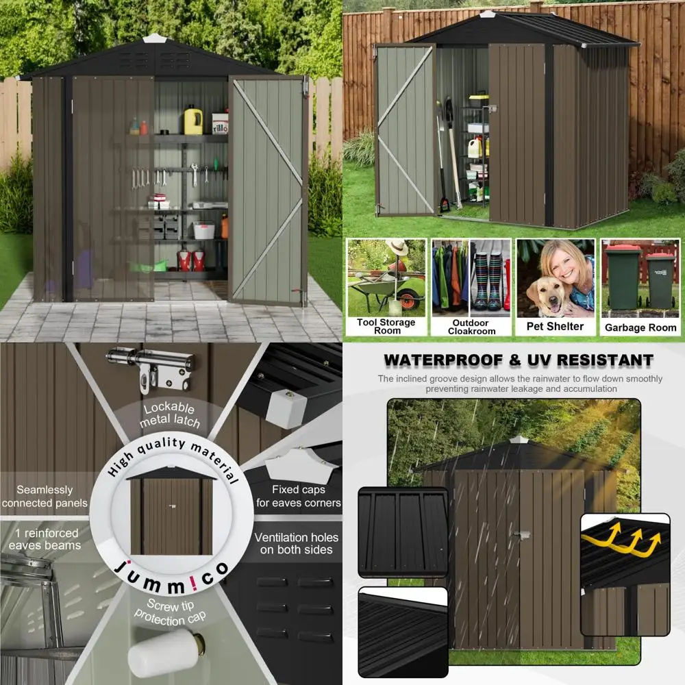 

6x4 Foot Outdoor Metal Storage Shed with Lockable Door - Waterproof Garden Tool Shed for Backyard Storage House