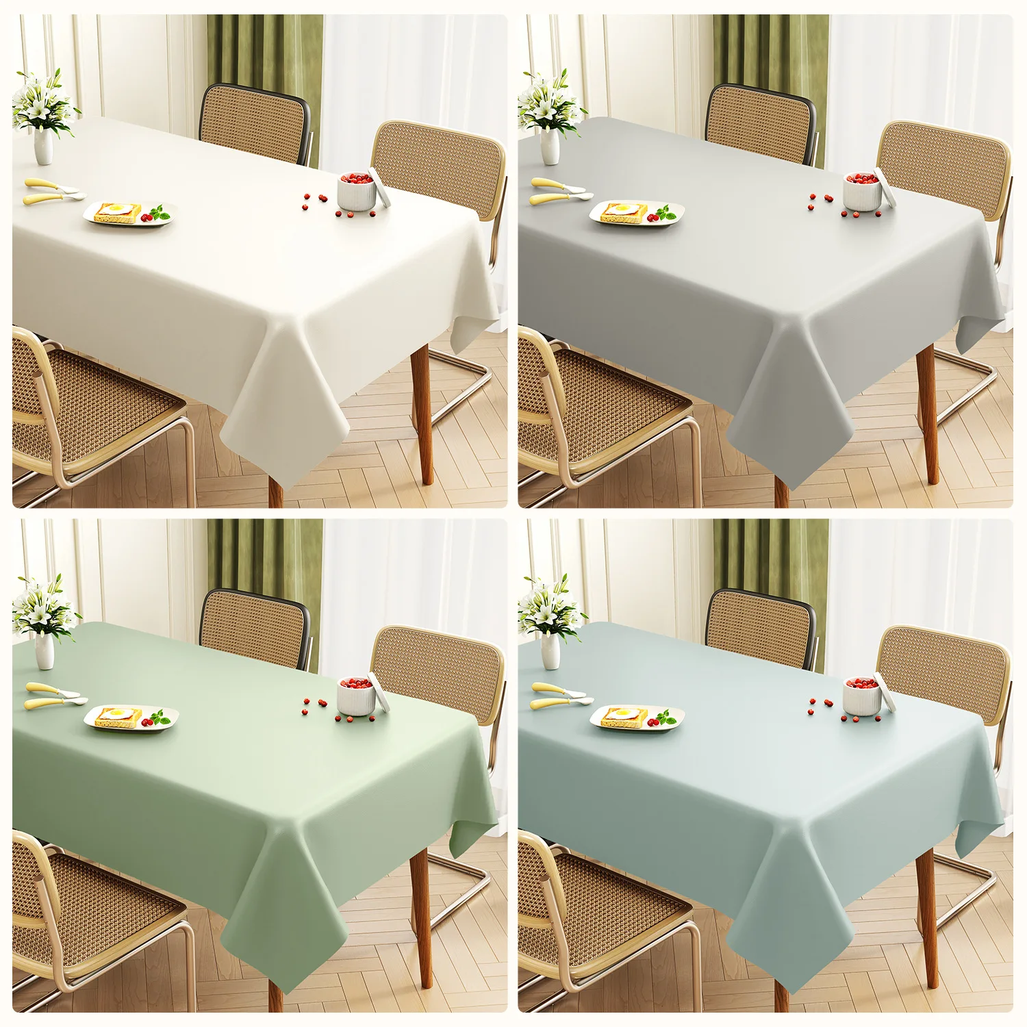 Faux Sheepskin Pvc Tablecloth Solid Color Waterproof Oilproof Heat Resistant Minimalist Elegant Dining Cover Easy Clean For Home