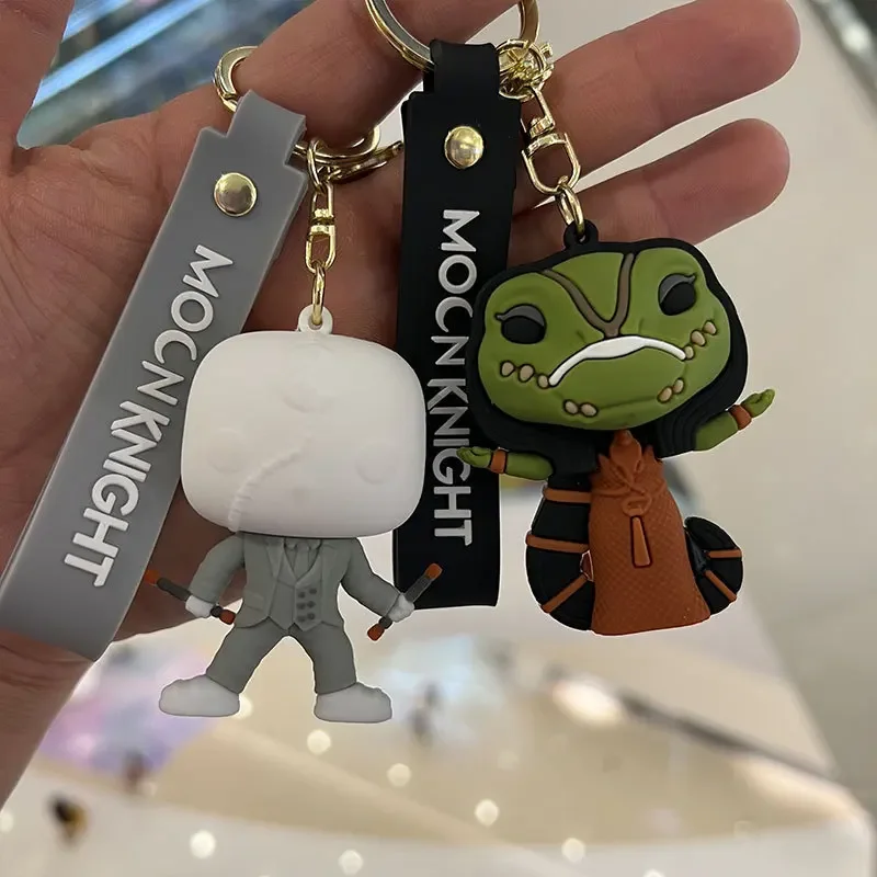 Creative Marvel Moon Knight Keychain for Women Men Kids Fans Movie Figure Keyring Keys Holder Accessories