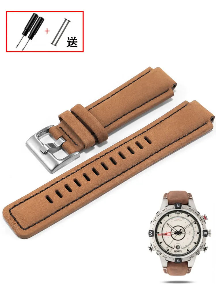 Frosted Leather Watch Strap for TIMEX Timex Tidal Compass T2N721 T2N720 Convex Bracelet
