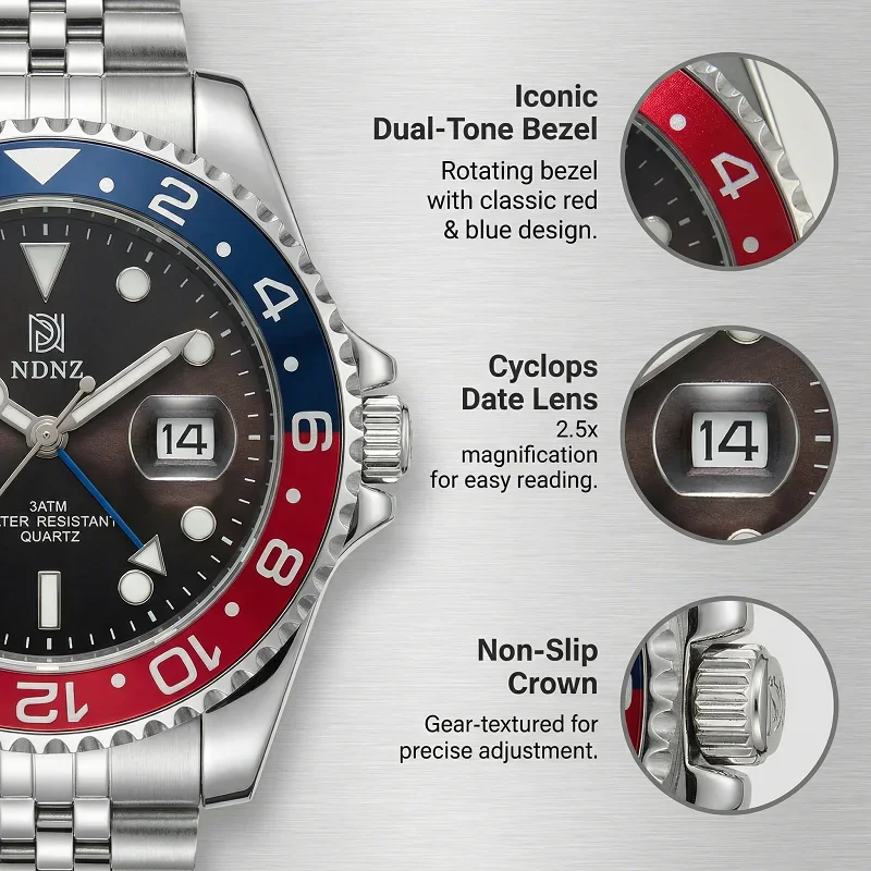 NDNZ ツートーンベゼル GMT ウォッチ、メンズ 3Ba - Rolex Watch Datejust のレビューと価格