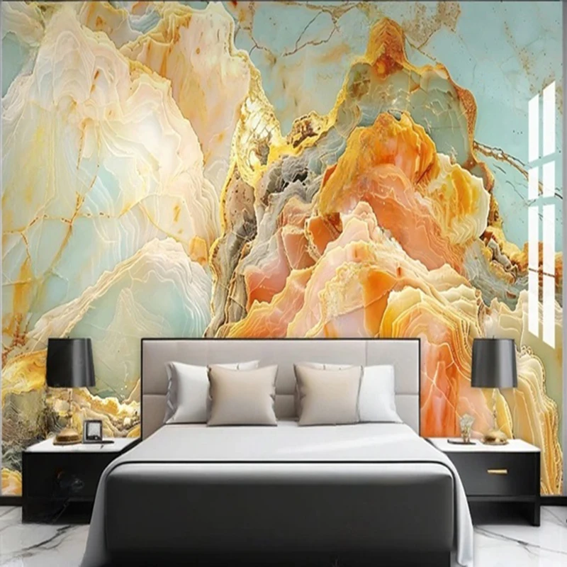 Modern Custom Photo Mural Wallpaper Abstract Marble Texture Living Room Bedroom Entrance Background Wall Papers Papel De Pared