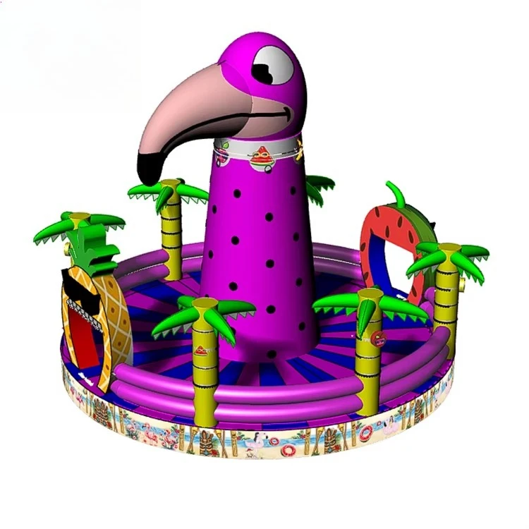 lj- Indoor Training Center for Kids Adults Blue Pink Flamingos Theme Inflatable Rock Climbing Walls Commercial Use 3-Year&
