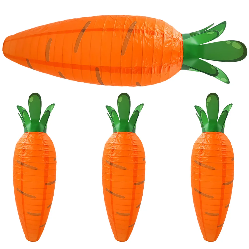 

4 Pcs Carrot Paper Lanterns Foldable Decorative Kids Festival Hanging Material Smooth Surface Celebratory