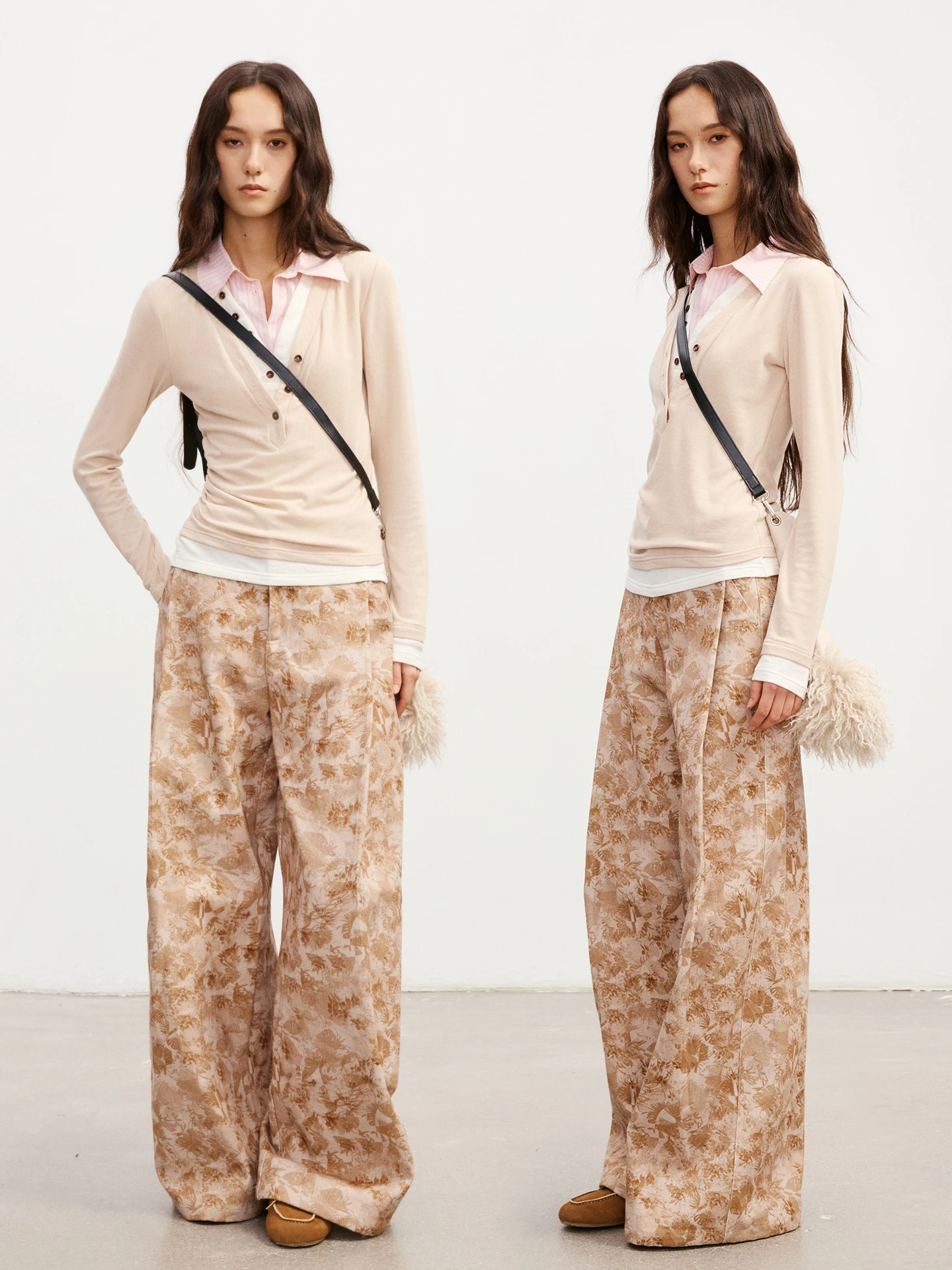 

Женские повседневные хлопковые брюки Holl 25AW с функциональным принтом, выполненным методом окрашивания растительными красителями, с цветочным узором, на талии.