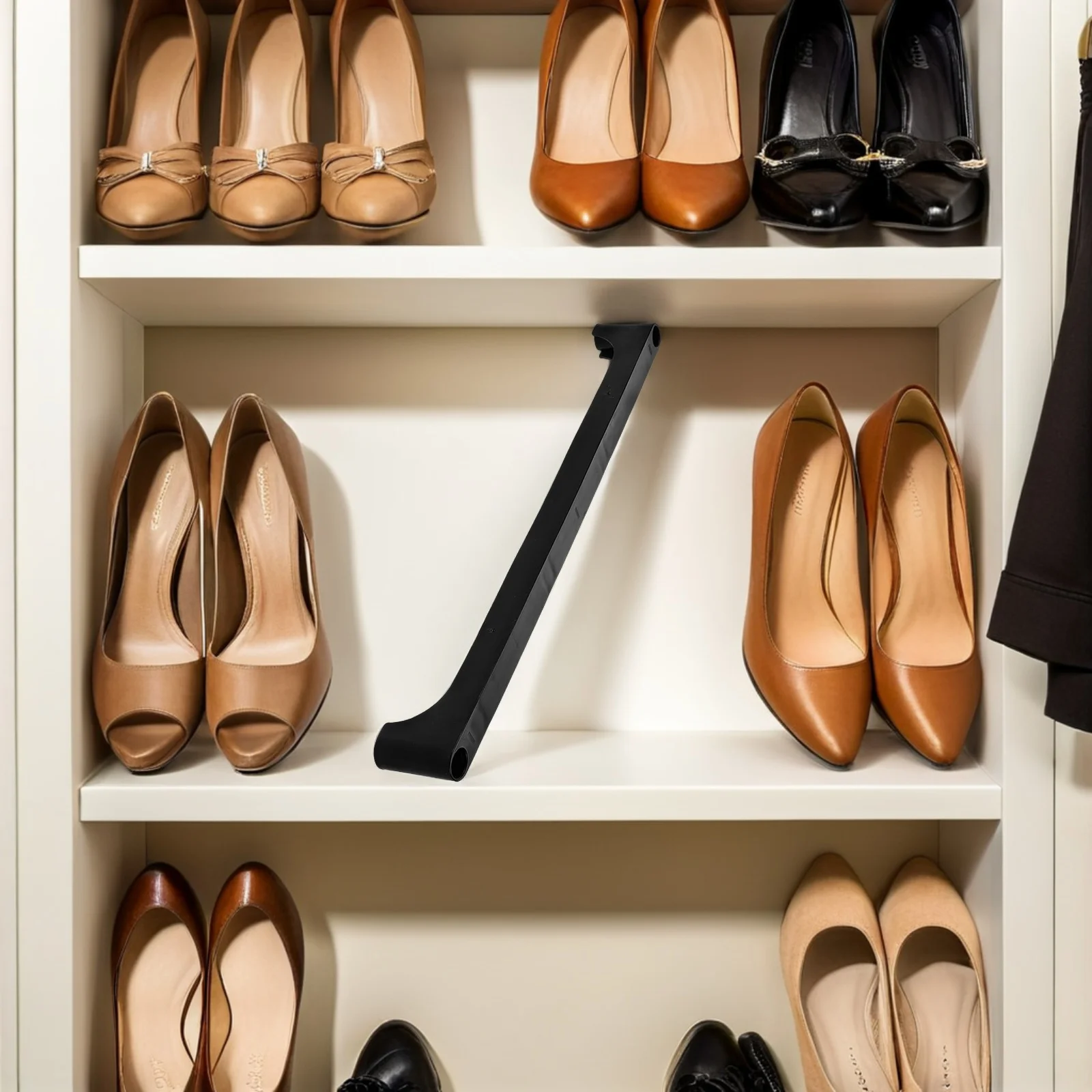 

4 Pcs Shoe Cabinet Connection Accessories Racks Closet Organizer Plastic Accessory Black