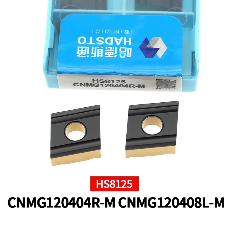 

10 шт. оригинальных твердосплавных токарных плашек HADSTO CNMG120404R-M, CNMG120404L-M, CNMG120408R-M, CNMG120408L-M HS8125 для обработки стали