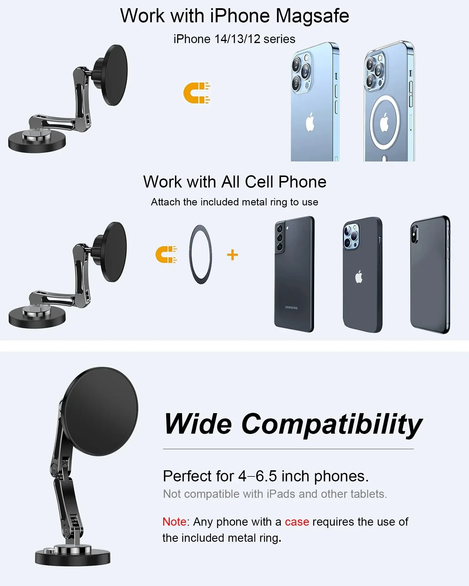 Magnetic Car Phone Holder Stand Dashborad Alloy Foldable Magnet Car Mount Smartphone Mobile Bracket For iPhone Samsung Xiaomi image 6