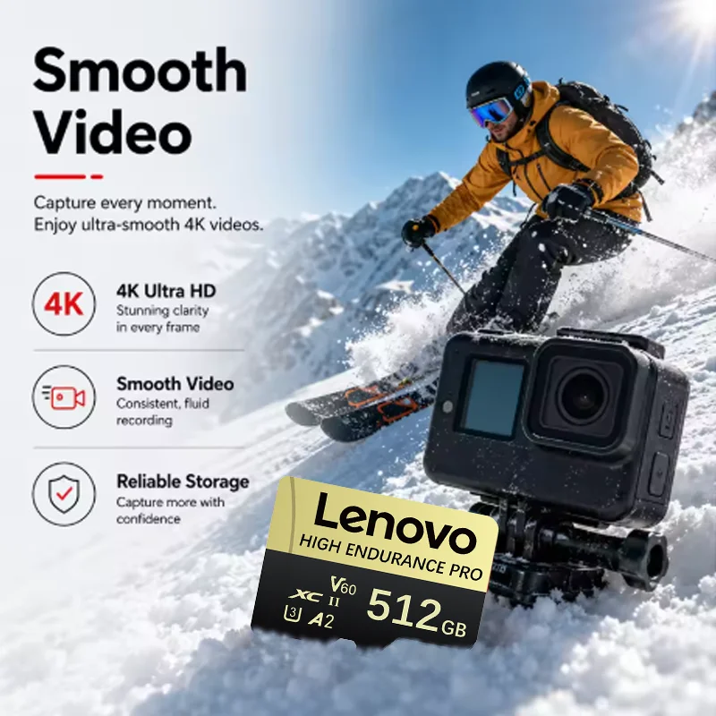 Lenovo Micro SD Card 512GB A2 U3 High-Speed Flash Memory Card Data Transfer 128GB 256GB 64GB for Xiaomi PC Shockproof