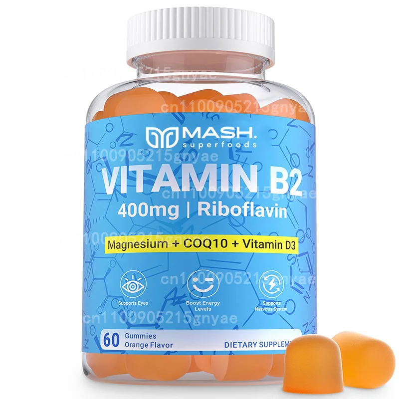 

Vitamin B2 Gummy Riboflavin 400mg Supplement Containing Magnesium, Suitable for Adults, Vegetarian