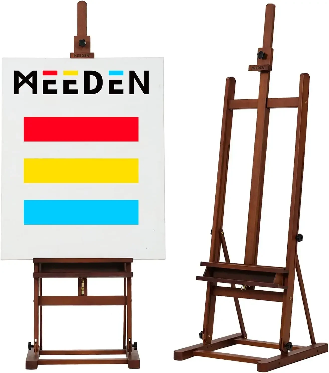 

Art Painting Easel 67" to 95"H, Hold Canvas to 48", Artist Beech Wood H-Frame Easel Stand, Adjustable Studio Floor Paint Easel w