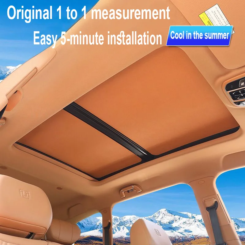 For Porsche Taycan 2019~2026 25 Car Panoramic Sunroof Insulation Roof Visor Electrostatic Adsorption Suede Fabric Sun Protection