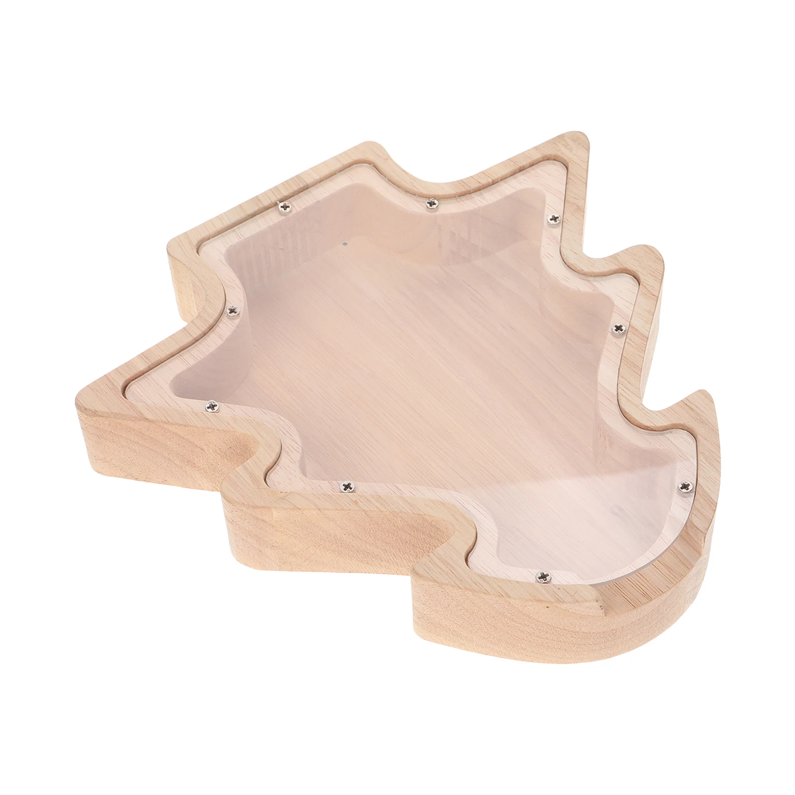 

Wooden Coin Bank Christmas Tree Shaped Unbreakable Money Jar Kids Adults Savings Box Holiday Gift Home Decor Crafted Wood Small