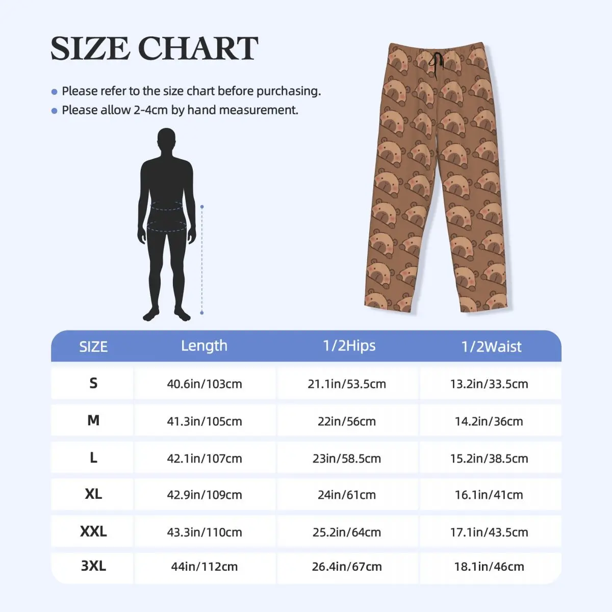 Custom Funny Capybara Pajama Pants for Men Lounge Sleep Drawstring Sleepwear Bottoms with Pockets