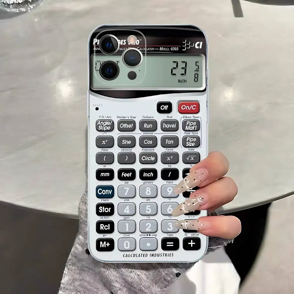 Funny Stylish Calculator Pattern Transparent Phone Case for iPhone 17 Air 16 Pro Max 15 14 13 12 11Plus Shockproof Cover