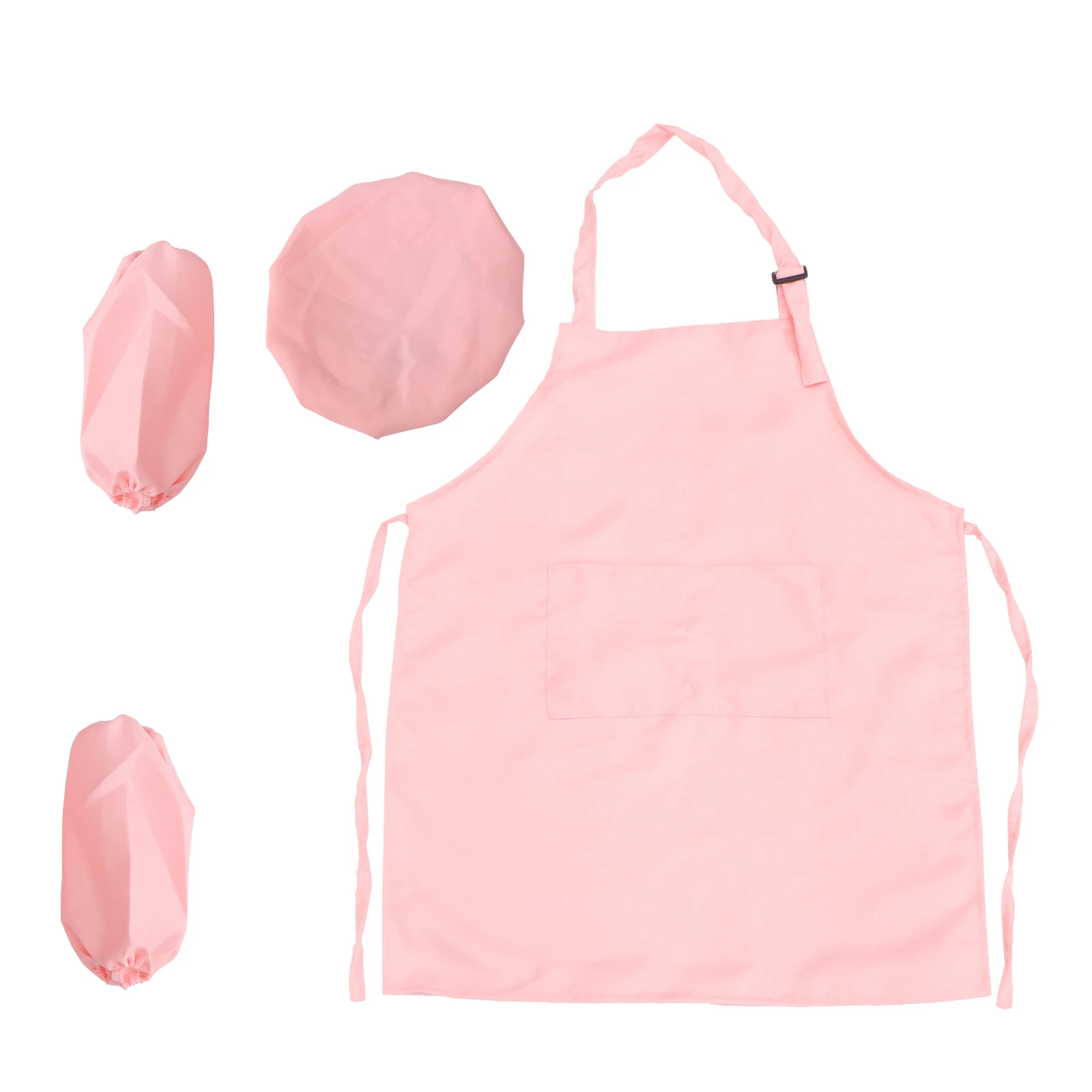 

3pcs Kids Elastic Hat Adjustable Apron Play Mitt Toddler Cooking Role Pretend Games Washable Cloth Educational Toy