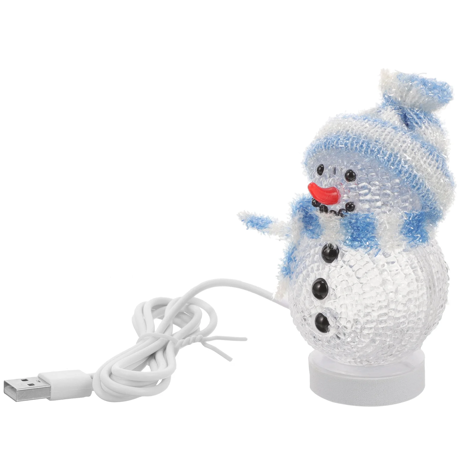 مصباح طاولة مزخرف بتصميم رجل الثلج المتغير يعمل بمنفذ USB لهدايا عيد الميلاد باللونين الأزرق والضوء