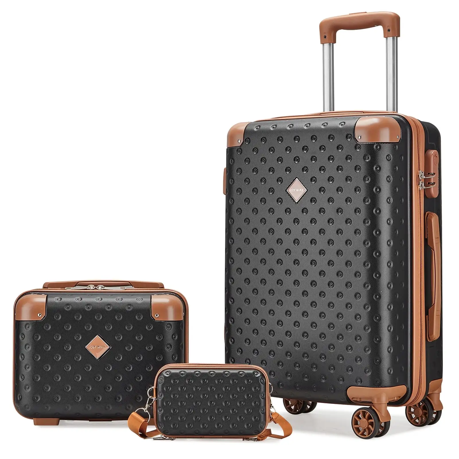 3-Piece Carry-on Luggage Set with Swivel Wheel Combination Lock Lightweight Hard Shell Set