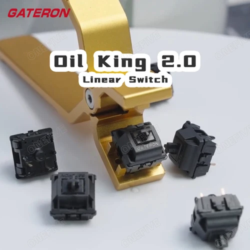 Gateron nuevo oil king 2,0 interruptor 5 pines interruptores lineales precublados 55gf interruptor de teclado mecánico accesorios DIY aceite negro