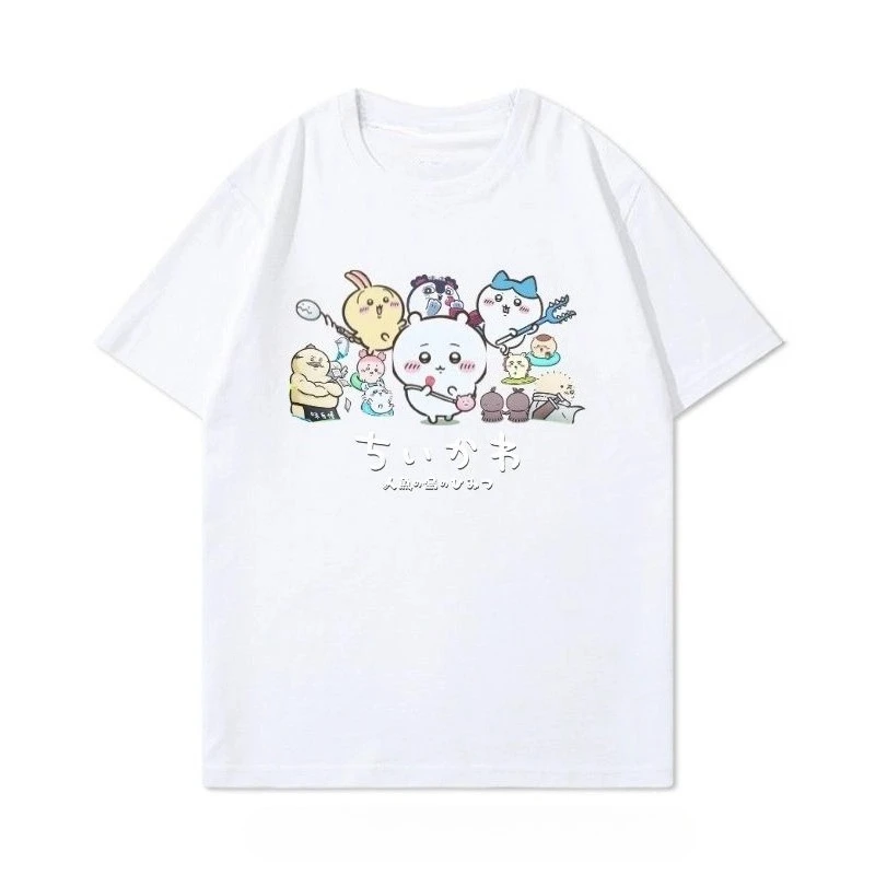 Chiikawa Cute Kawaii Anime Starry Tee Men's Women's Black Retro Cool Graphic Art Print Oversized Short Sleeve Streetwear Top