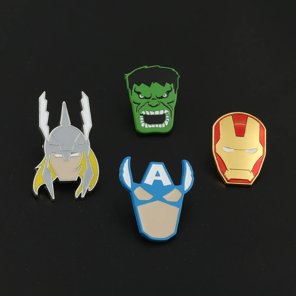 Marvel Superhero Brooch Jewelry Hulk Thor Metal Button Badge Backpack Shirt Scarf Accessories Fashion Lapel Pin Kids Gifts