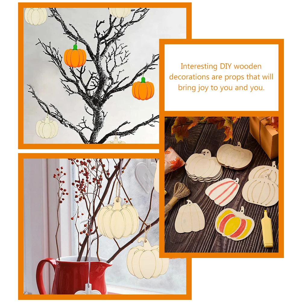 

1Set Pumpkin Shaped Wooden Cutouts Unfinished Wood Slices DIY Pumpkin Halloween Graffiti Decoration
