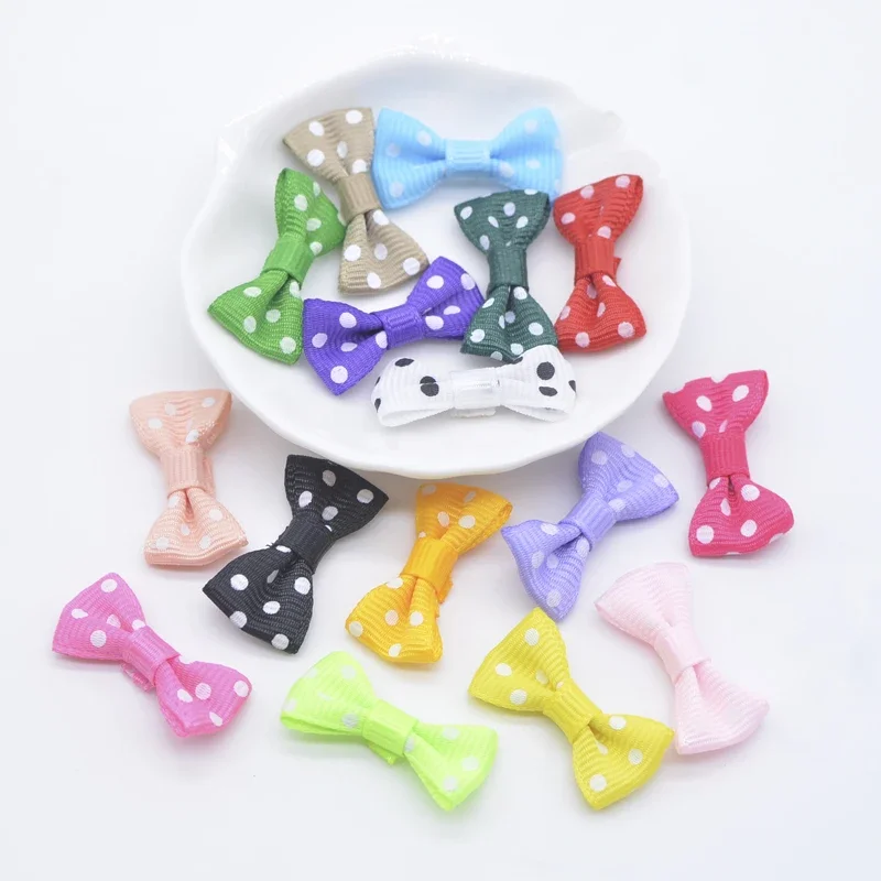 40 Stücke 3*1,5 cm Ripsband Polka Dot Fliege für DIY Kleidung Schuhe Hut Nähen Patches Kopfbedeckung Haarspangen Dekor Zubehör