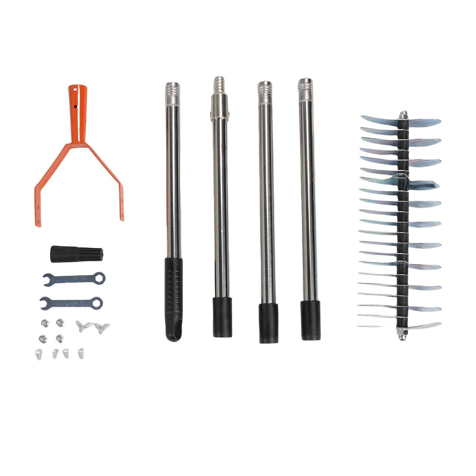 

Thatch Rake Detachable Dead Grass Dethatcher Soil Loosening Tool 1.7 Meter 4 Sections Handle Orange Metal Thatch Rake