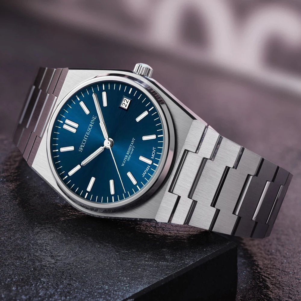 2024 nowości zegarki męskie Specht & Sohne ze stali nierdzewnej szafir klasyczny kwarcowy zegarek męski Relogio Masculino 100M wodoodporny