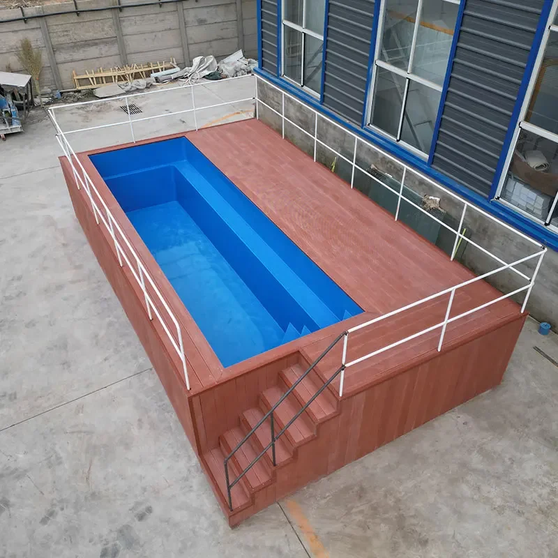 Construcción de azulejos de ventana de fibra de vidrio Frp de tamaño pequeño, piscina prefabricada compuesta sobre el suelo