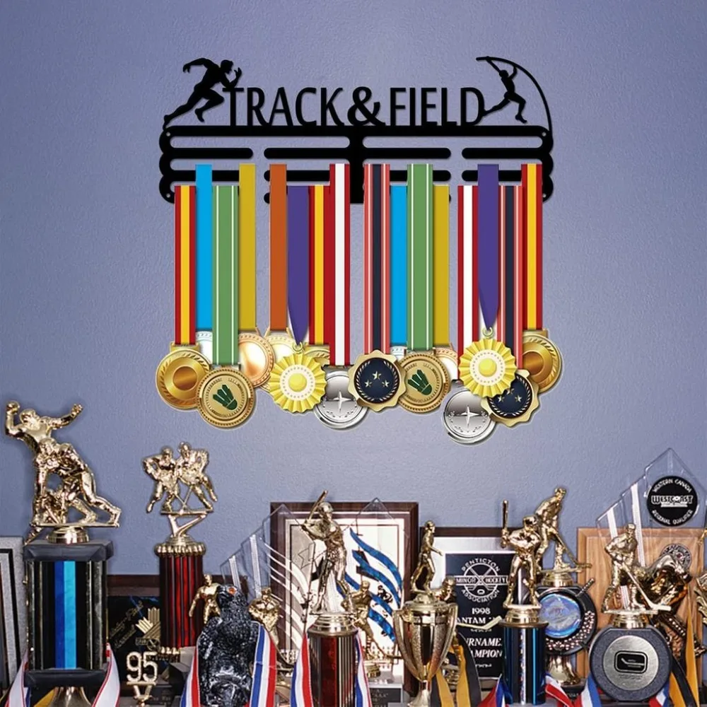 Sports Medal Holder Display Medal Hanger Display Metal Trophy Hanger Rack Wall Mount Hanging Medal Award Rack Gifts for Athletes