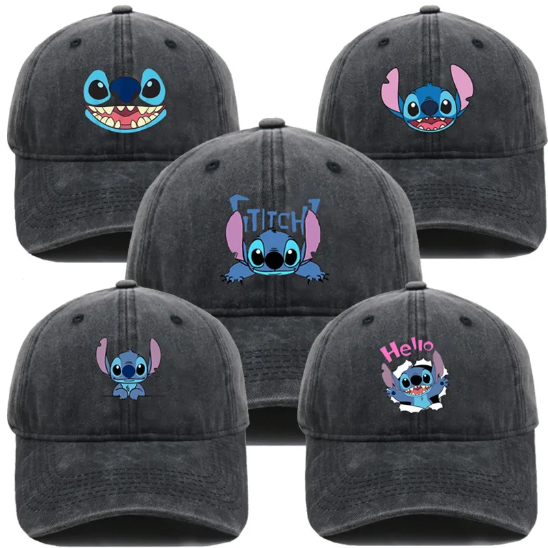 

Disney Stitch Anime Cotton Baseball Cap Anime Cartoon Men Women Baseball Caps Four Seasons Casual Wash Embroidered Cap Gifts New
