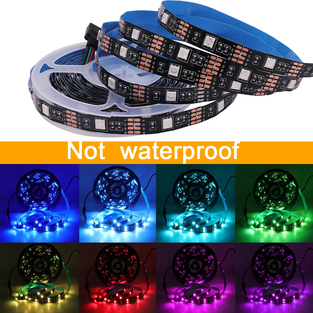 Imagem -05 - Rgb Led Strip Light com Controle Remoto 5v Usb 5050 Bluetooth Fita Luzes de tv Decoração de Férias Pcb Preto 0.5m 1m 2m 3m 5m 10m