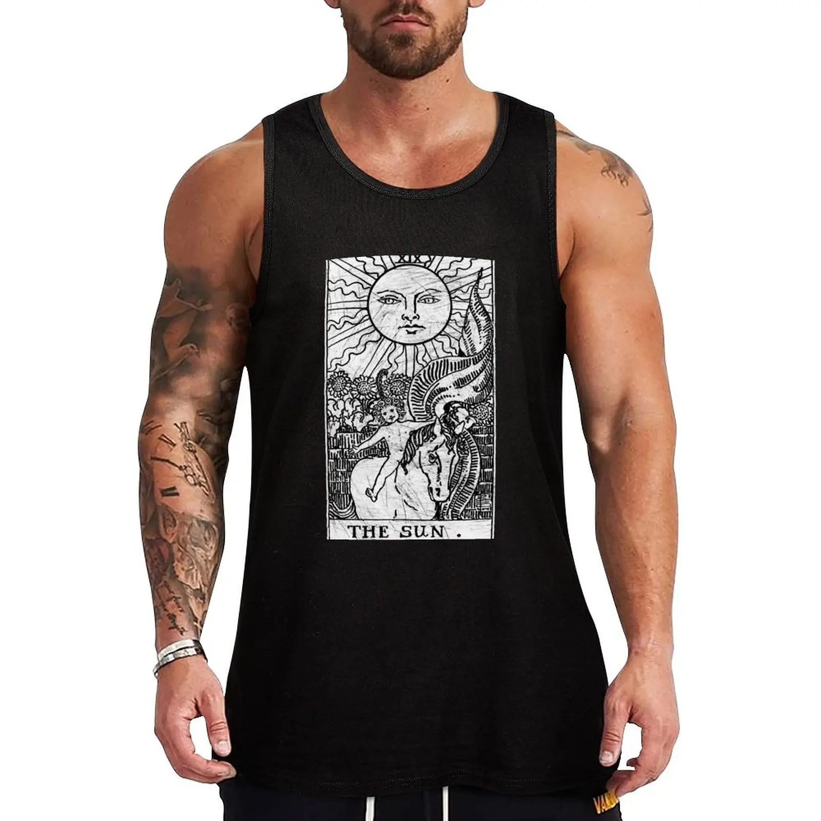 

The Sun Tarot Card - Major Arcana - fortune telling - occult Tank Top Men's sleeveless t-shirt gym for men