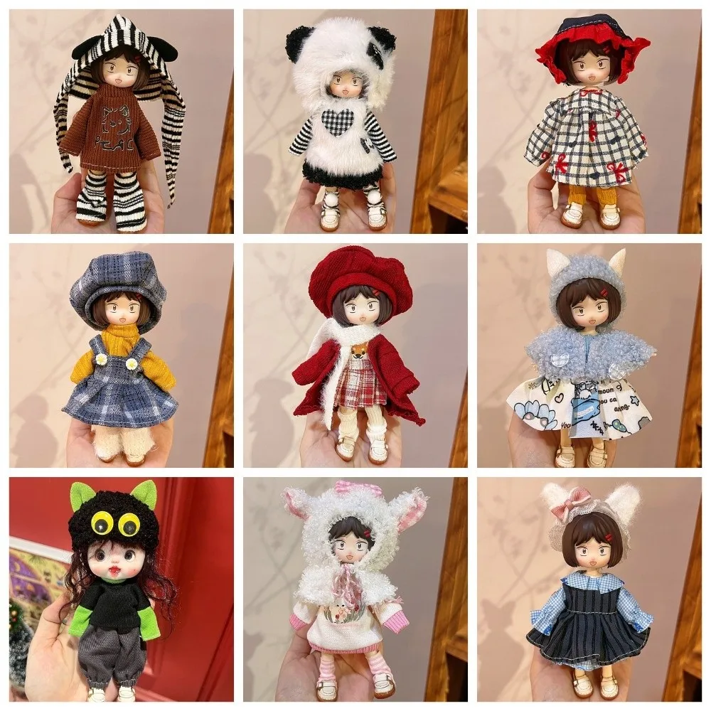 

Cute Sweater Coat 1/8 1/12 BJD Clothes with Hat Change Clothes Outfit Set Casual Pretty Accessories for 15-22cm