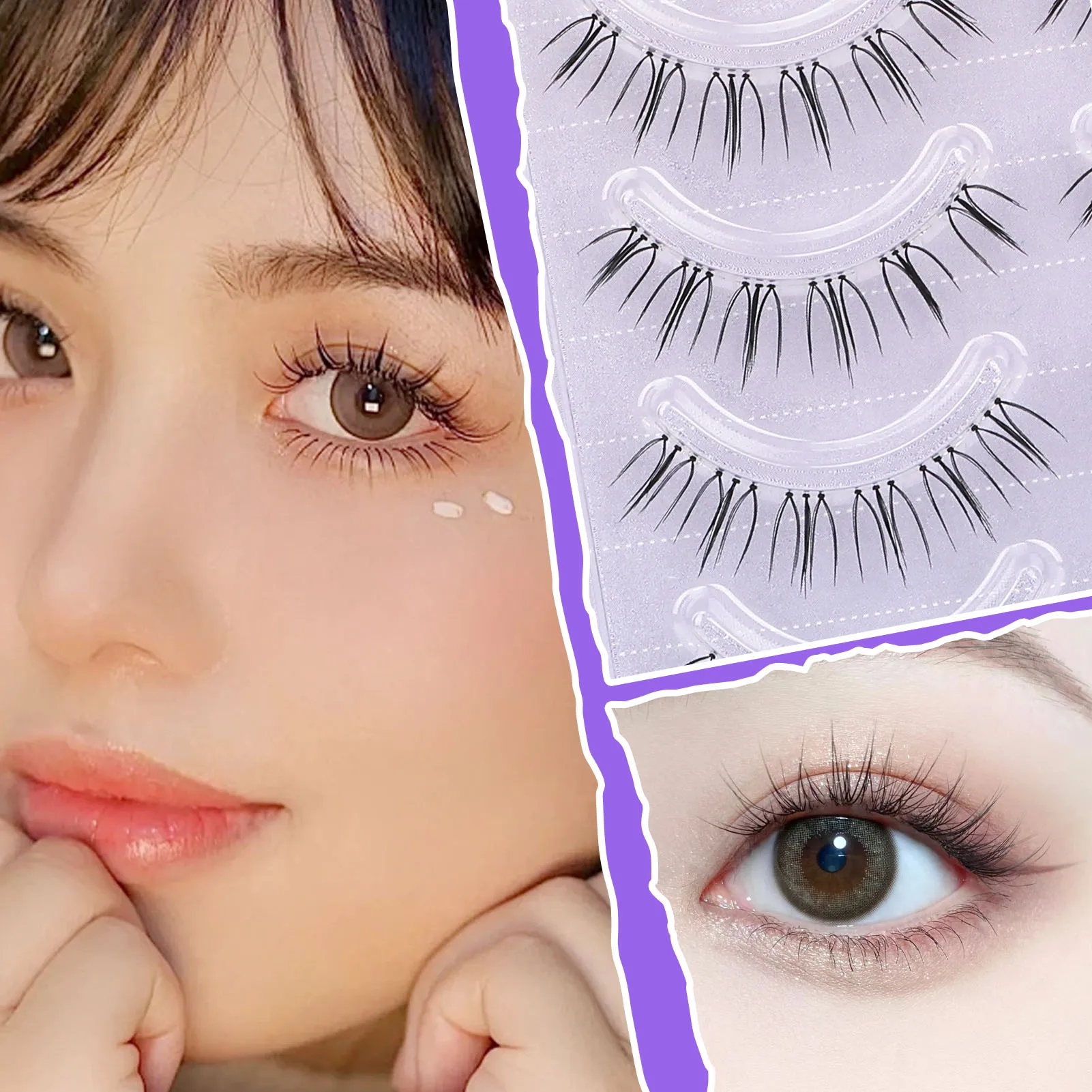 5 pares de pestañas de Manga finas de banda transparente, pestañas postizas de simulación de grupo de niñas para agrandar tus ojos, suministros cosméticos