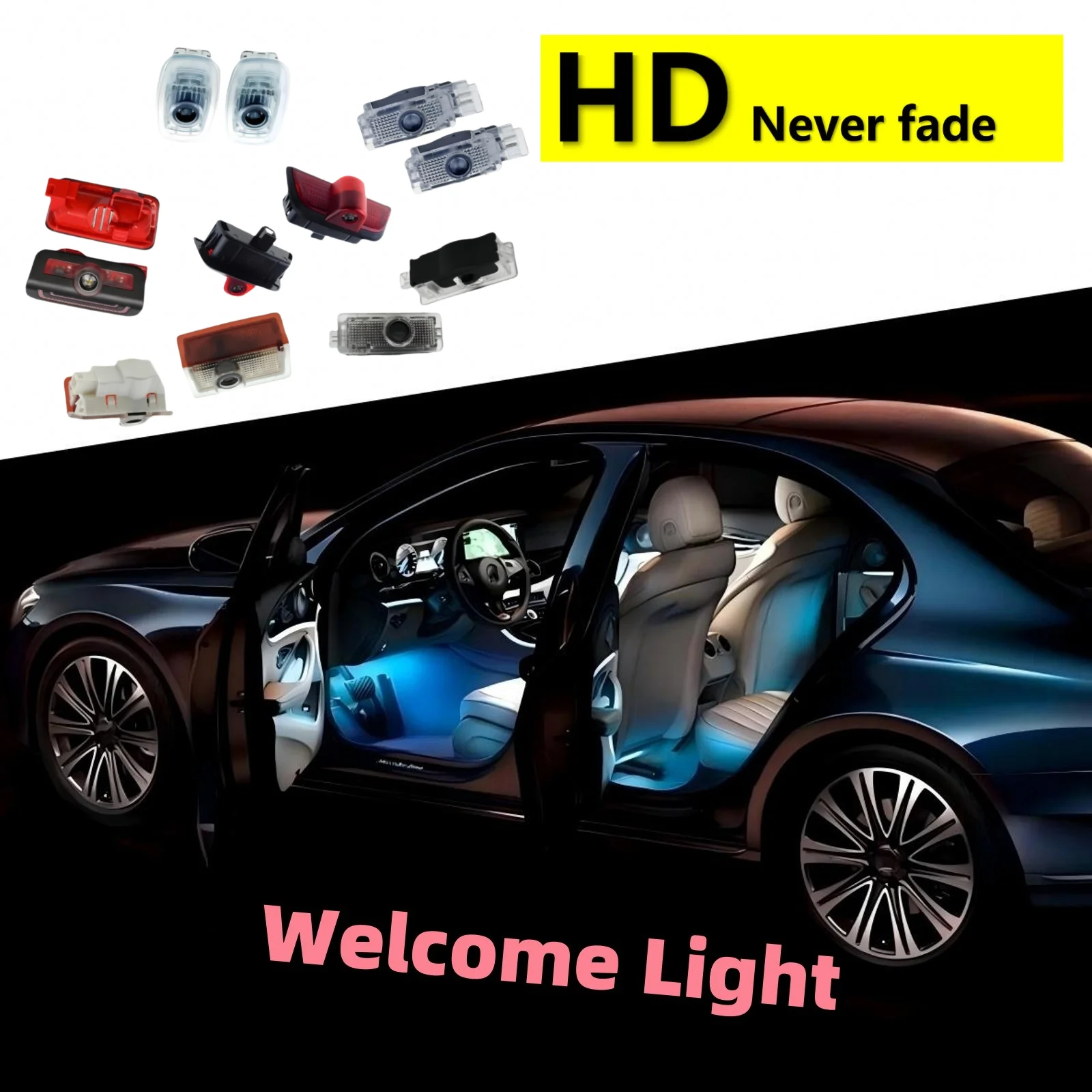 

HD Car LED Door Projector Light For Mercedes Benz W203 W204 W205 W206 W212 E 2 300 Amg CLS E CLA C Class Coupe C205 Accsesories