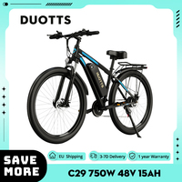With Rear Rack DUOTTS C29 Electric Bike 750W E-Bike Mountain Bike 48V 15Ah Battery 50km Range 50km/h Max Speed 3 Modes of Travel