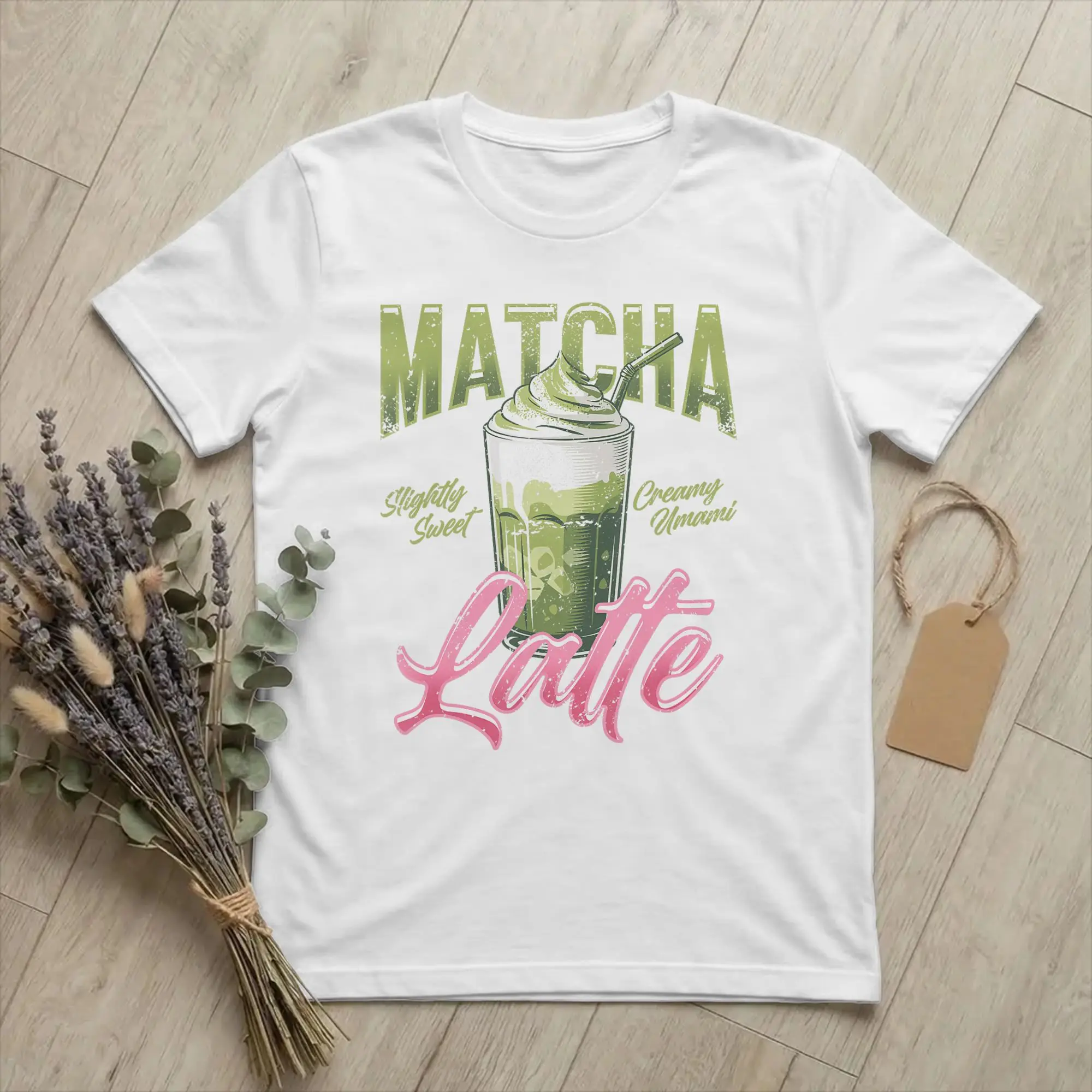 Men T-Shirt Drink Matcha Latte Umami Green Tea Funny Pure Cotton Tee Shirt Short Sleeve Creamy T Shirts Round Neck merch 6XL