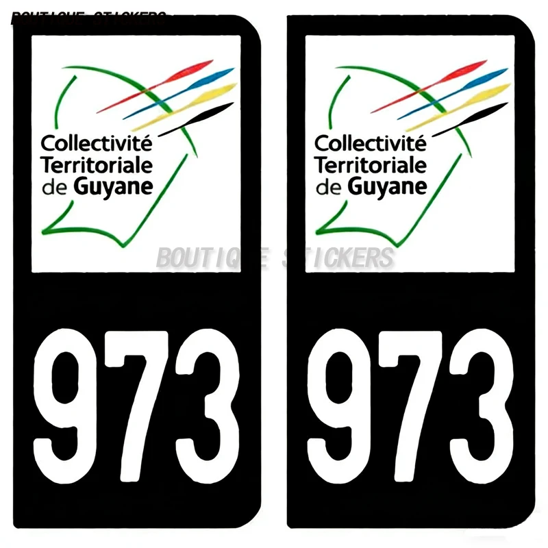 

2Pcs exquisite 973-H Guyane - LT Carbone-Style License plate stickers, waterproof PVC stickers for cars and motorcycles