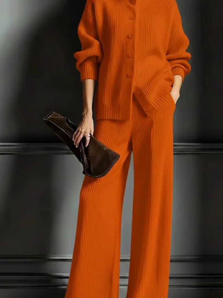 

Женские простые тонкие комплекты из 2 предметов, модная водолазка, вязаный свитер и брюки с длинными рукавами, осенне-зимние однотонные новые теплые наряды для поездок на работу