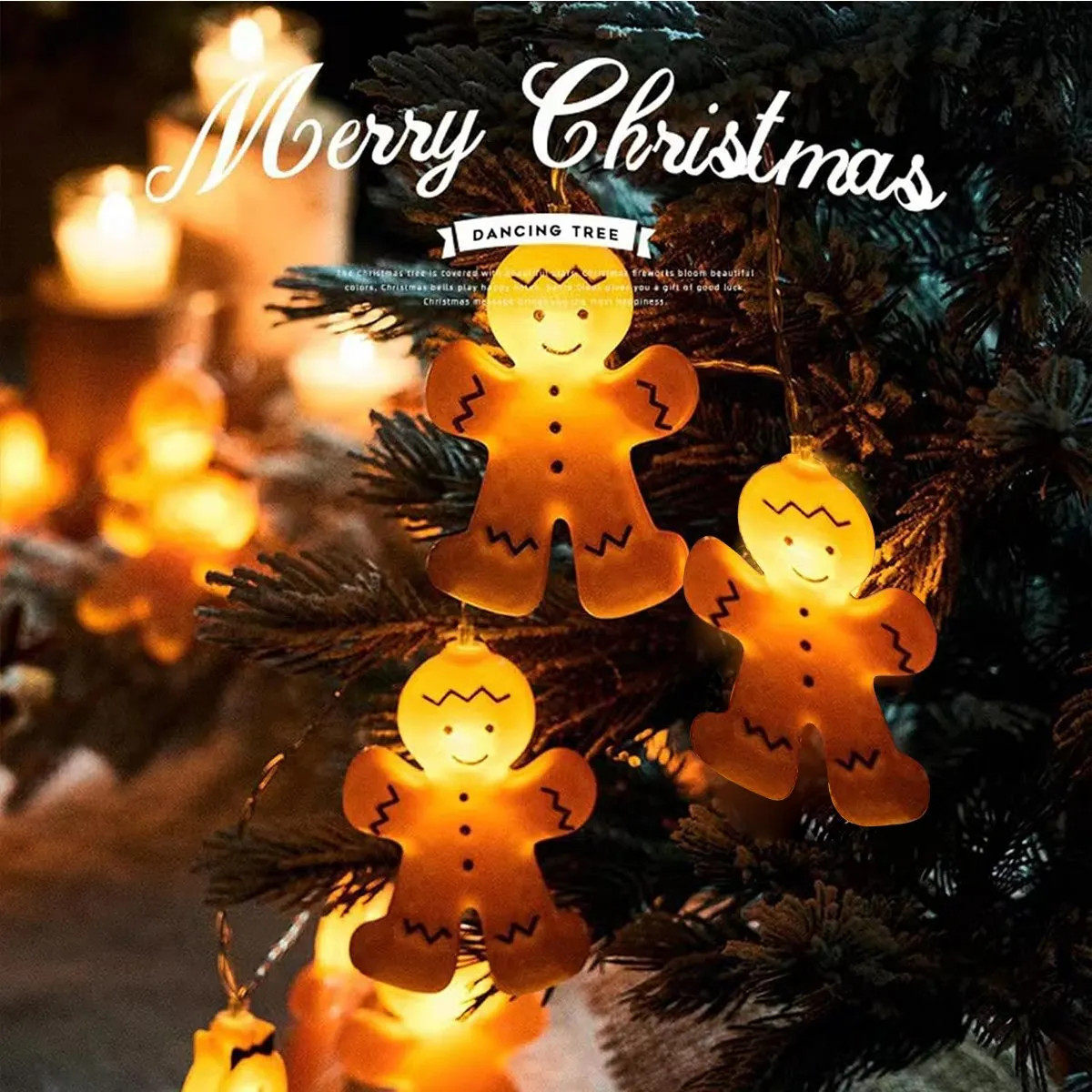 1pc 10/20 LED Ginger Bread Christmas LED String Lights Battery Powered Cute Men Women Ginger Bread Fairy Lamp For Bedroom Decor