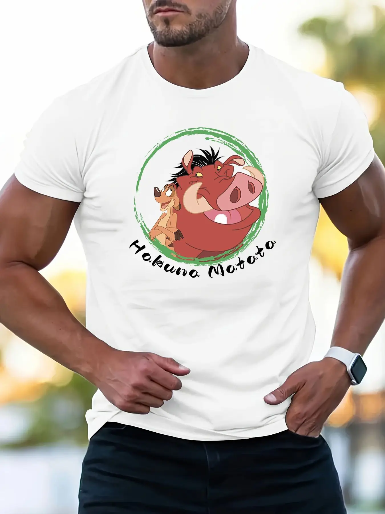 Timon And Pumbaa Friendship T Shirts Cute Vintage Cotton Short Sleeve Harajuku Men Women Streetwear Versatile Casual Unisex Tops